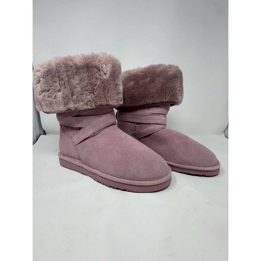 LAMO Womens Pink Suede Winter Boots 8 Furry